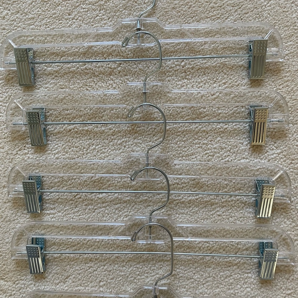 8 Plastic Hangers for Pants, Skirts, Scarves and Accessories Clip Style